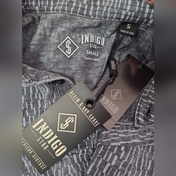 Indigo Star Norman Knit Burnout Polo Botanical Print Heather Black Shirt Small - Picture 6 of 9